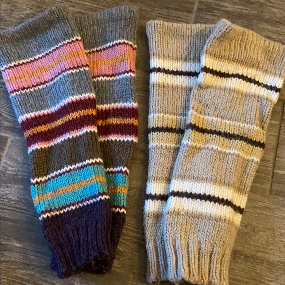 Two pairs of leg warmers